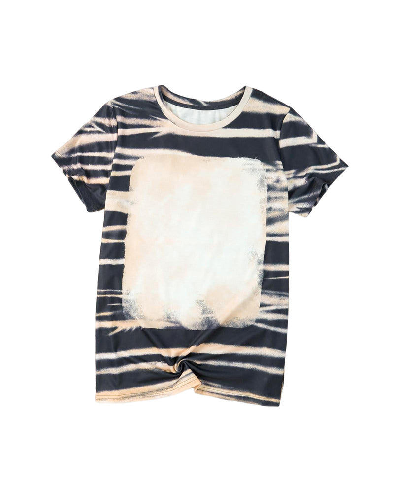 Azura Exchange Tie Dye Stripe Print Bleached T-Shirt - L
