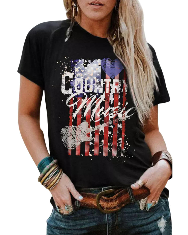 Azura Exchange American Flag Print Short Sleeve T-Shirt - M