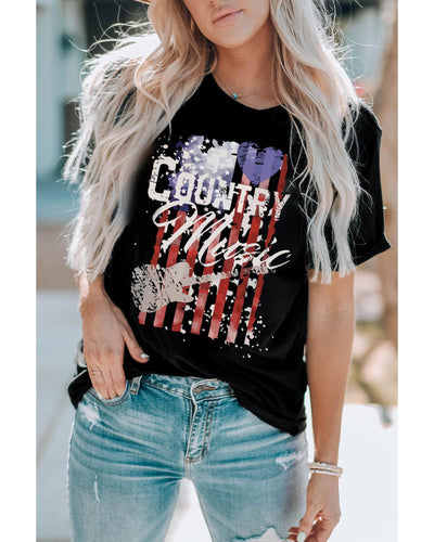 Azura Exchange American Flag Print Short Sleeve T-Shirt - M