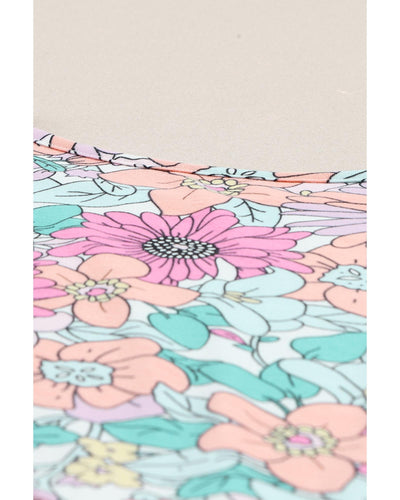 Azura Exchange Bohemian Flower Print Flowy Short Sleeve Top - M