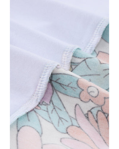 Azura Exchange Patchwork Floral Print Short Sleeve Top - M