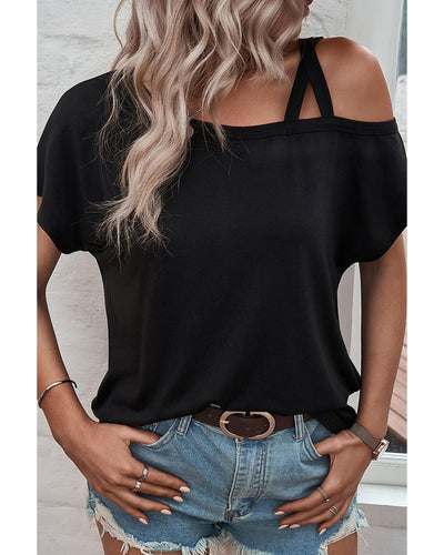 Azura Exchange Criss Cross One Shoulder T Shirt - L