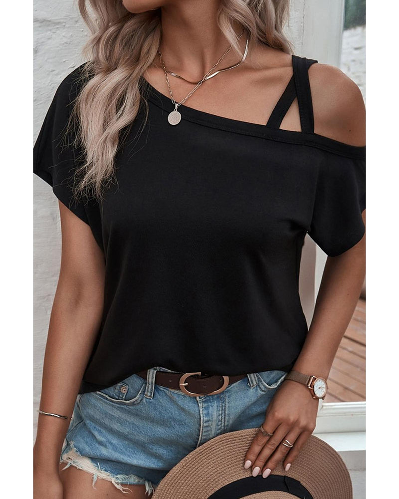 Azura Exchange Criss Cross One Shoulder T Shirt - L