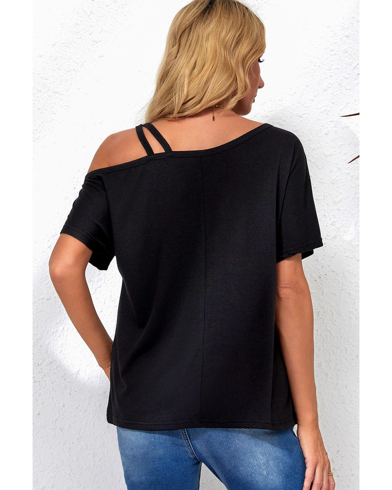 Azura Exchange Criss Cross One Shoulder T Shirt - L