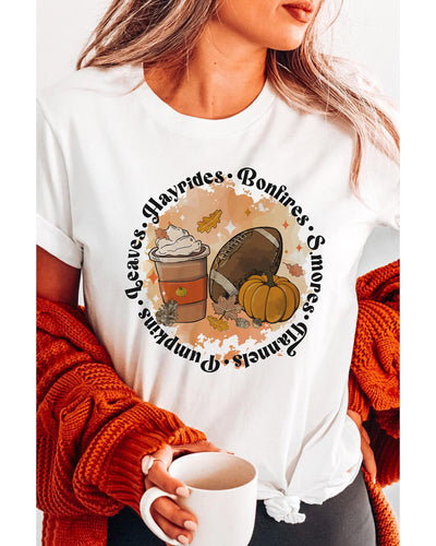 Azura Exchange Pumpkin Rugby Graphic Print Tee - M