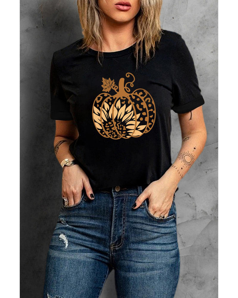 Azura Exchange Halloween Sunflower Pumpkin Graphic Tee - S