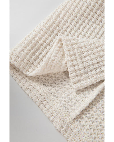 Apricot Waffle Knit Splits Batwing Sleeve Oversized Top - L