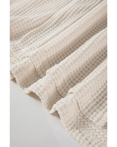 Apricot Waffle Knit Splits Batwing Sleeve Oversized Top - L