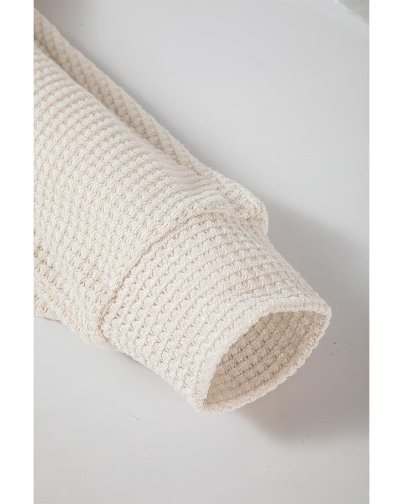 Apricot Waffle Knit Splits Batwing Sleeve Oversized Top - XL