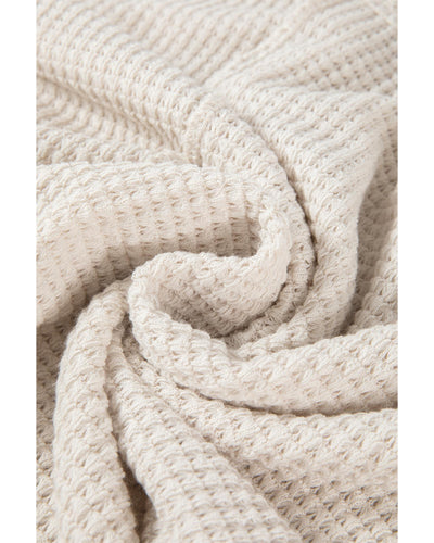 Apricot Waffle Knit Splits Batwing Sleeve Oversized Top - XL