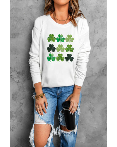 Azura Exchange Clover Print Long Sleeve Sweatshirt - S