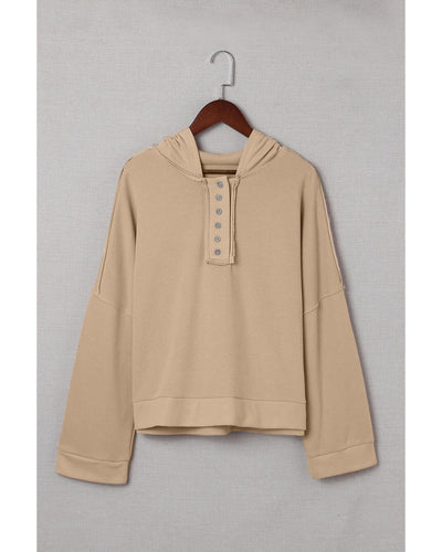 Azura Exchange Casual Khaki Hoodie with Patchwork Trim - L