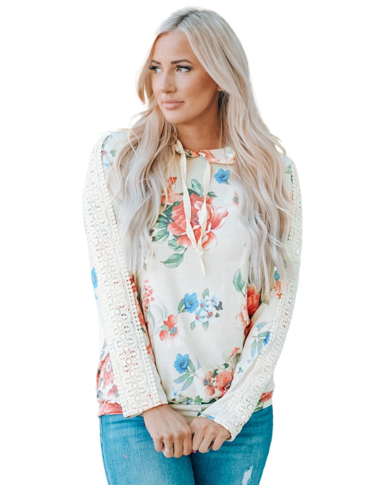 Azura Exchange Lace Contrast Long Sleeve Hoodie - L