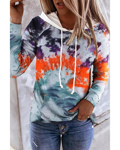 Azura Exchange Tie Dye Drawstring Hoodie with Kangaroo Pocket - L