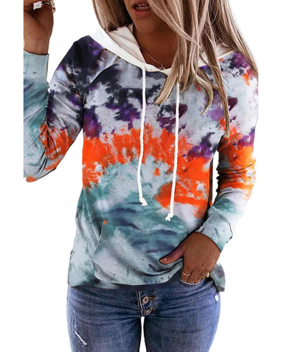 Azura Exchange Tie Dye Drawstring Hoodie with Kangaroo Pocket - S