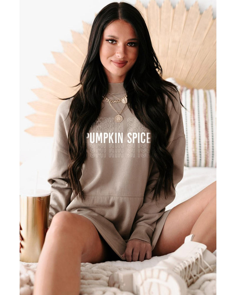 Azura Exchange Pumpkin Spice Print Sweatshirt Dress - M
