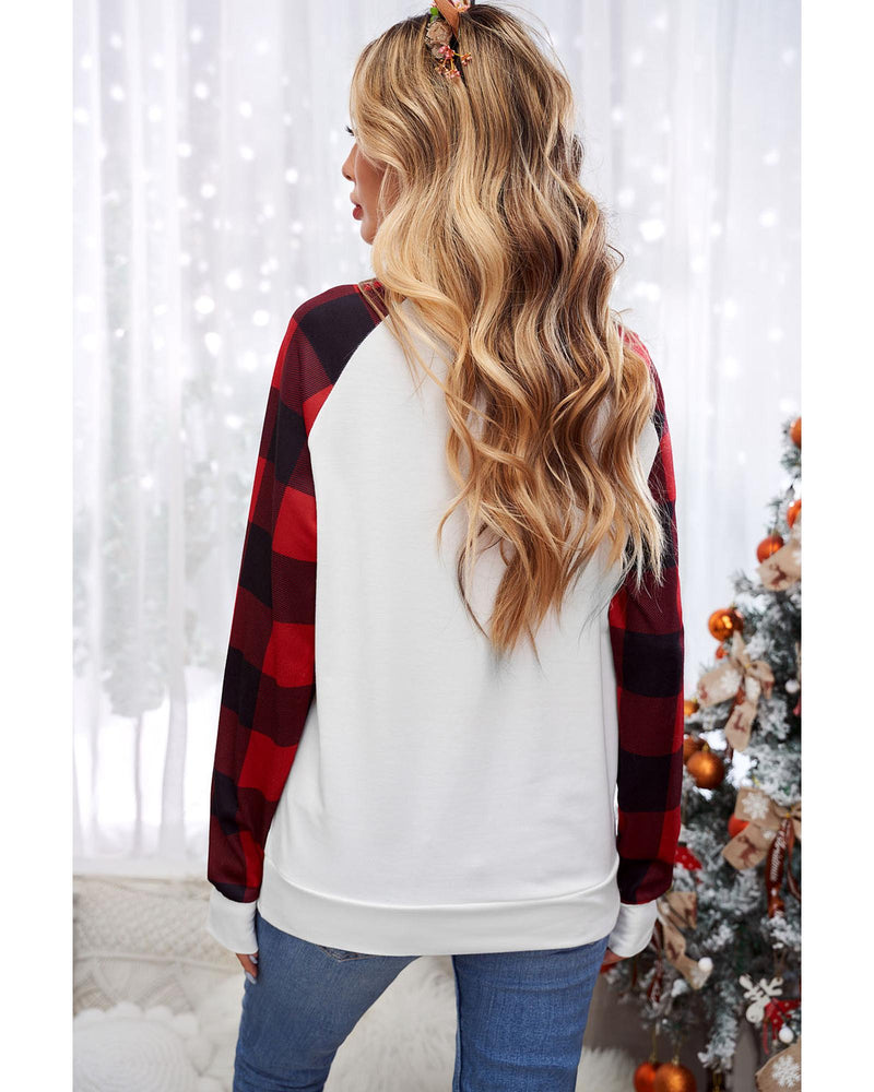 Azura Exchange Merry Christmas Plaid Graphic Print Sweatshirt - XL