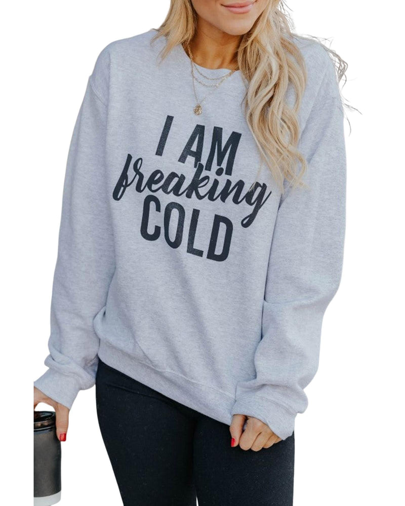 Azura Exchange Breaking COLD Letter Print Sweatshirt - XL