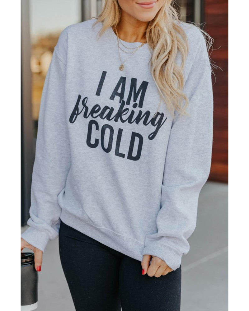 Azura Exchange Breaking COLD Letter Print Sweatshirt - XL