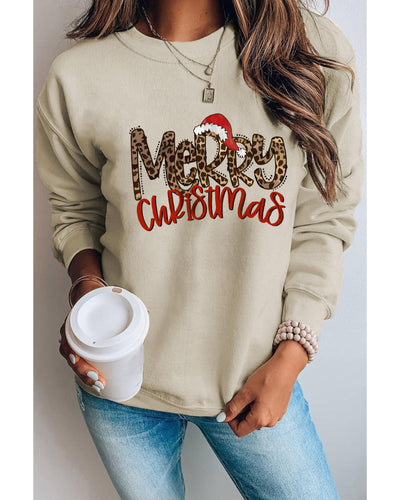 Azura Exchange Merry Christmas Hat Leopard Print Sweatshirt - S