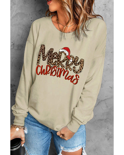 Azura Exchange Merry Christmas Hat Leopard Print Sweatshirt - S