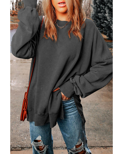 Azura Exchange Oversized Ribbed Trim Sweatshirt - M