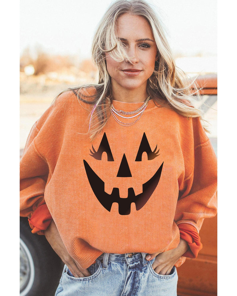 Azura Exchange Pumpkin Smile Face Graphic Sweatshirt - S