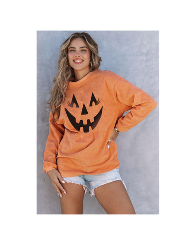 Azura Exchange Pumpkin Smile Face Graphic Sweatshirt - S