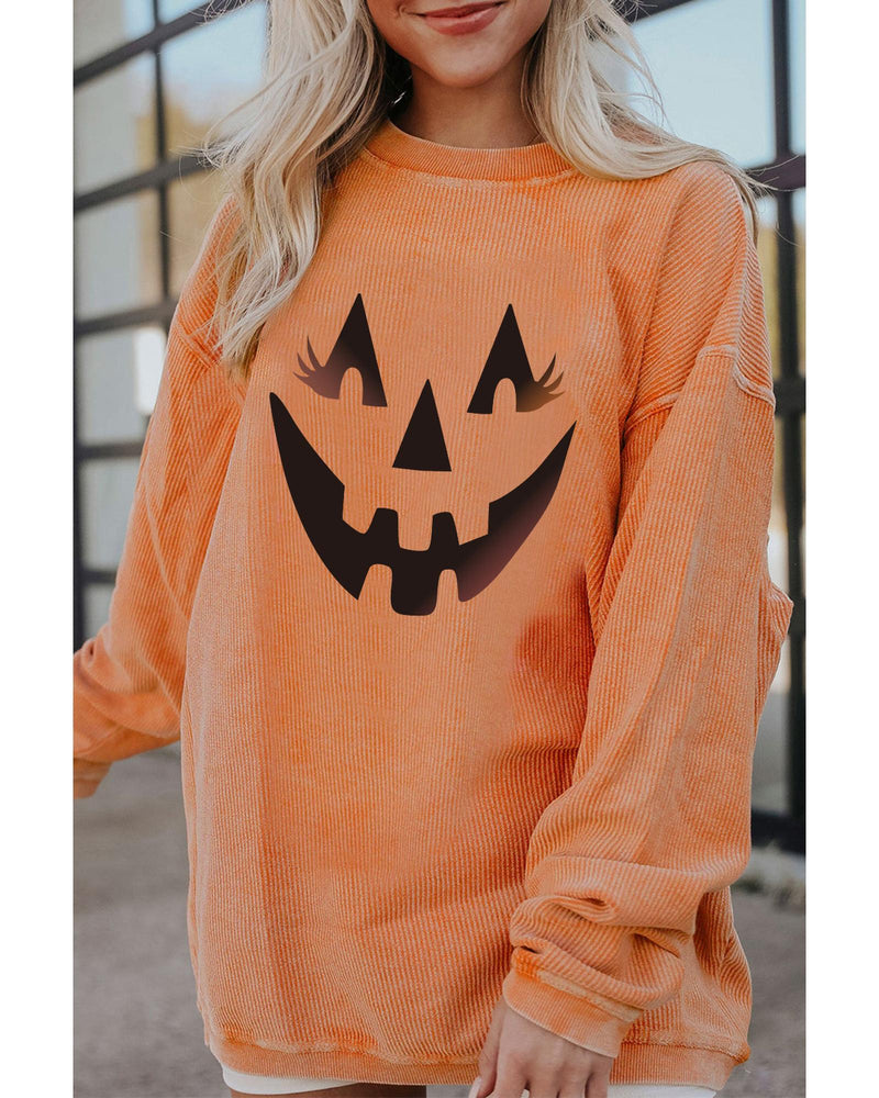 Azura Exchange Pumpkin Smile Face Graphic Sweatshirt - S