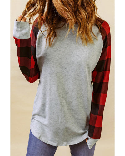 Azura Exchange Plaid Long Sleeve Sweatshirt - 2XL
