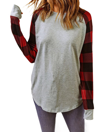 Azura Exchange Plaid Long Sleeve Sweatshirt - S