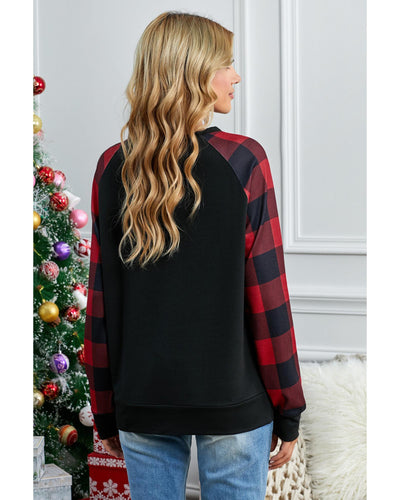 Azura Exchange Plaid Long Sleeve Sweatshirt - S