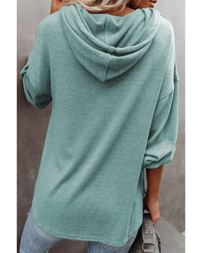 Azura Exchange High and Low Hem Hoodie with Buttoned Detail - M