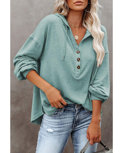 Azura Exchange High and Low Hem Hoodie with Buttoned Detail - M