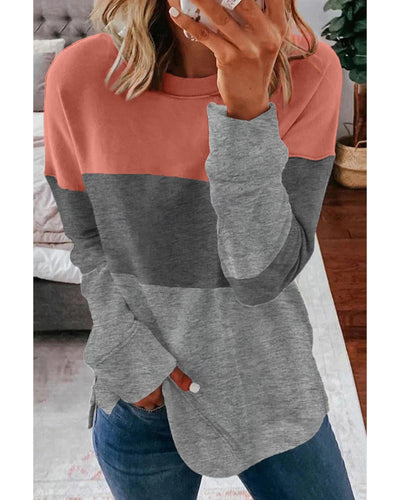 Azura Exchange Gray Contrast Stitching Sweatshirt with Slits - M
