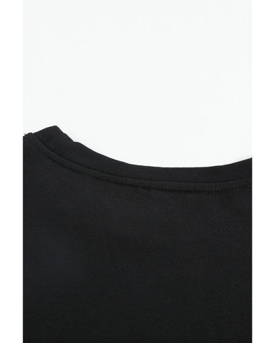 Azura Exchange Black Contrast Stitching Sweatshirt with Slits - L