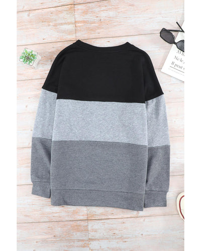 Azura Exchange Black Contrast Stitching Sweatshirt with Slits - M