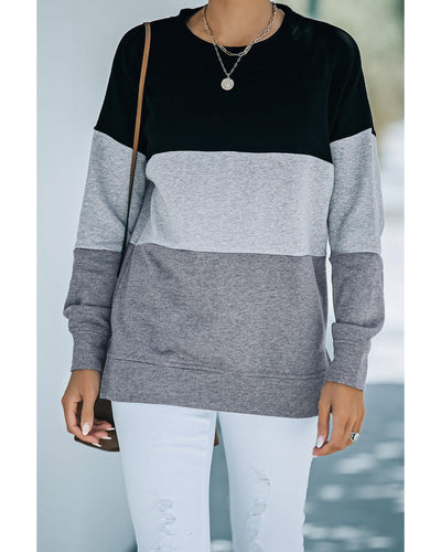 Azura Exchange Black Contrast Stitching Sweatshirt with Slits - XL