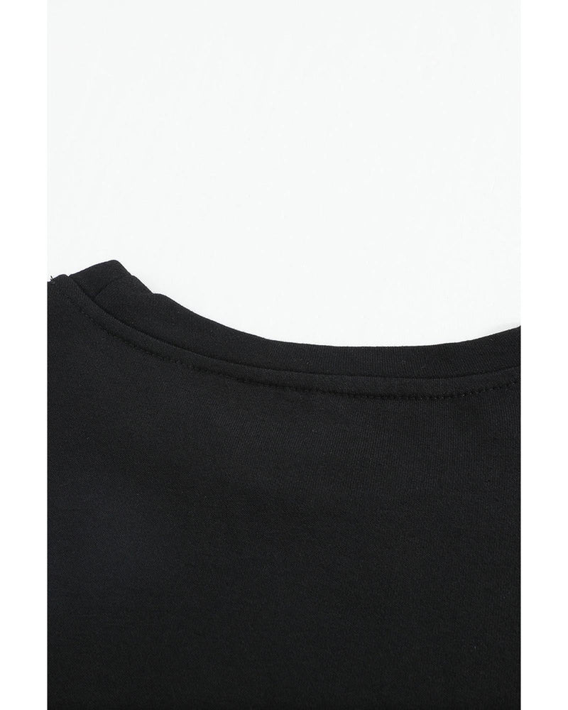 Azura Exchange Black Contrast Stitching Sweatshirt with Slits - XL