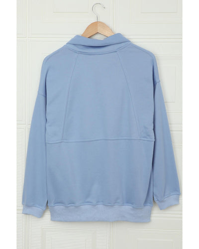 Azura Exchange Pocketed Half Zip Pullover Sky Blue Sweatshirt - L