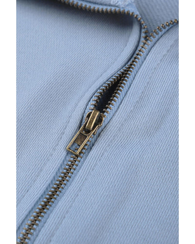 Azura Exchange Pocketed Half Zip Pullover Sky Blue Sweatshirt - L