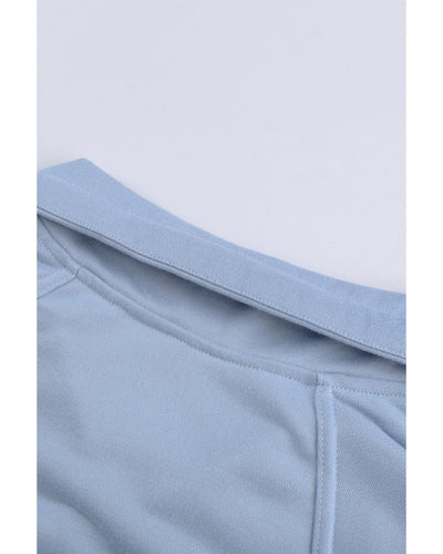 Azura Exchange Pocketed Half Zip Pullover Sky Blue Sweatshirt - M
