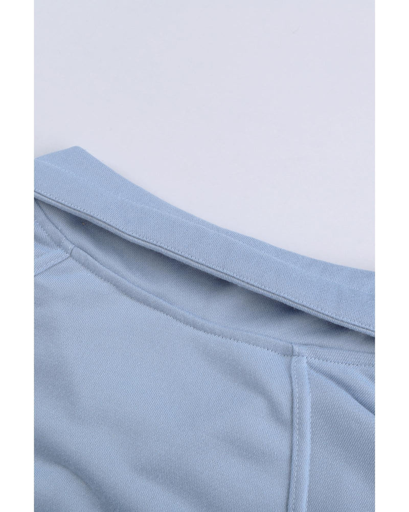 Azura Exchange Pocketed Half Zip Pullover Sky Blue Sweatshirt - M