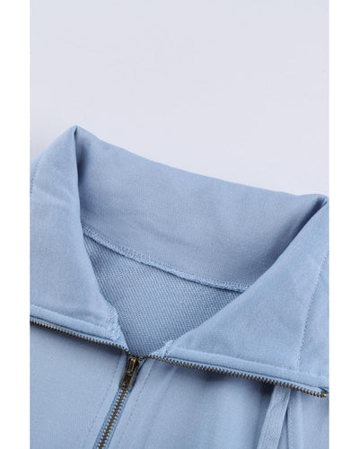 Azura Exchange Pocketed Half Zip Pullover Sky Blue Sweatshirt - XL