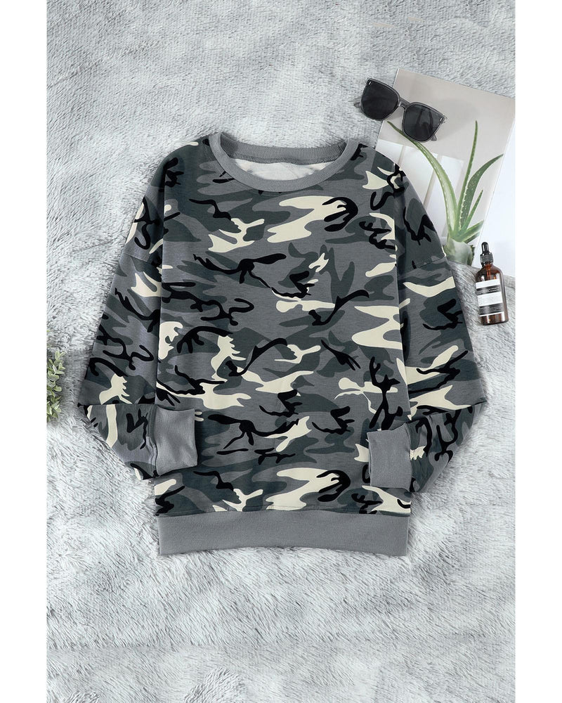 Azura Exchange Camouflage Pullover Sweatshirt with Slits - M