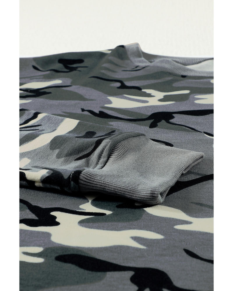 Azura Exchange Camouflage Pullover Sweatshirt with Slits - S