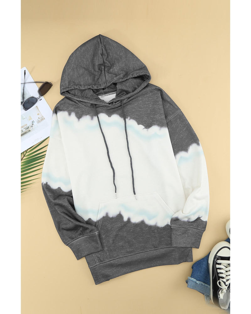 Azura Exchange Tie Dye Print Hooded Sweatshirt with Casual Pocket - L