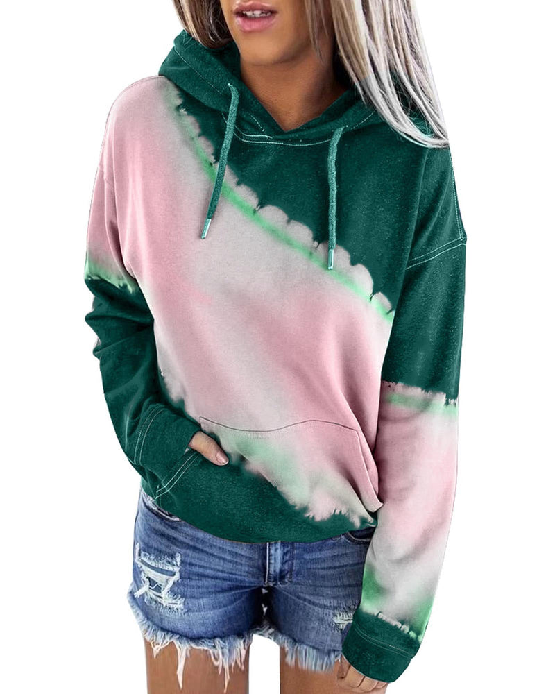 Azura Exchange Tie Dye Print Hooded Sweatshirt with Pocket - M