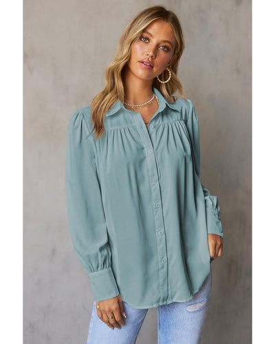 Azura Exchange Button Up Puff Sleeve Blouse - XL