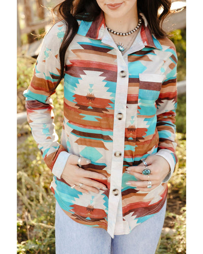 Azura Exchange Multicolor Aztec Print Long Sleeve Shirt - S